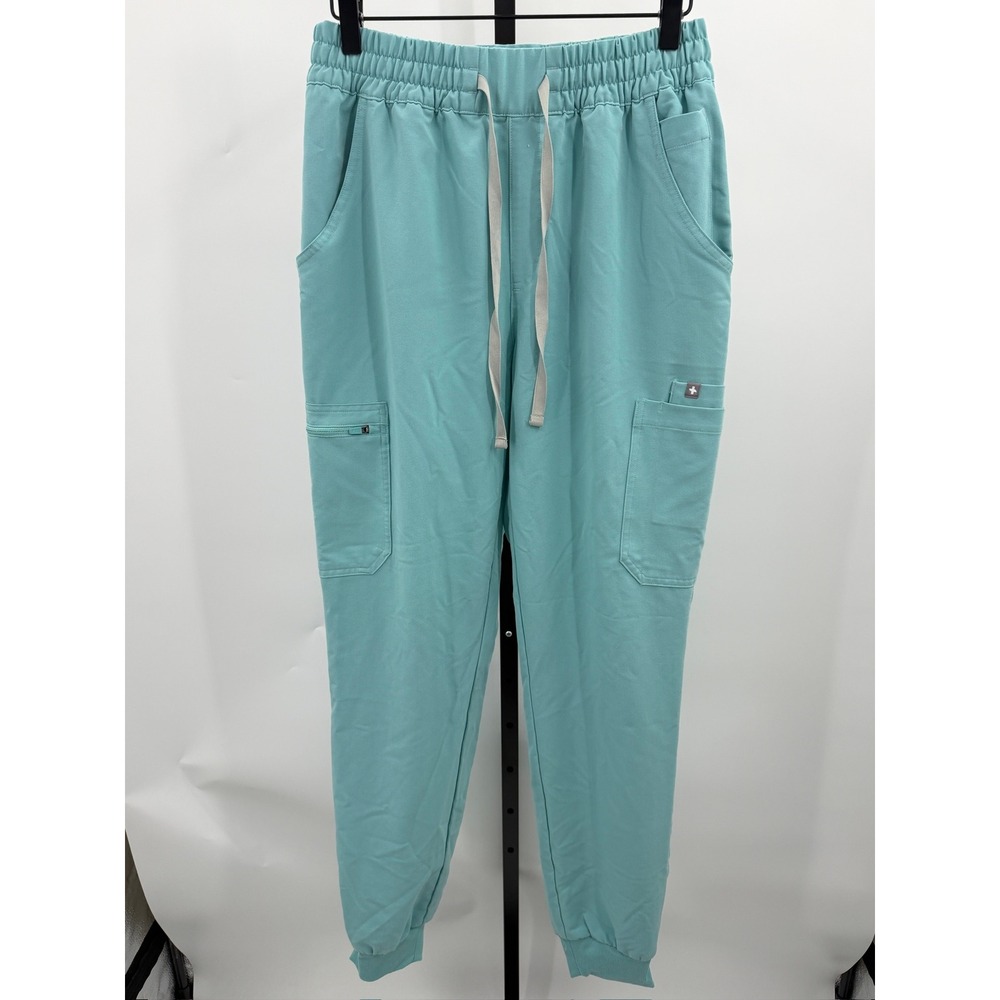 Figs Uman High Rise Jogger Scrub Pants 11 Pocket Drawcord Seaglass Medium Tall